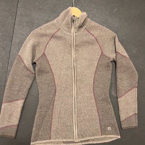SMARTWOOL Alamosa Double Knit Full Zip Sweater Merino Wool Brown